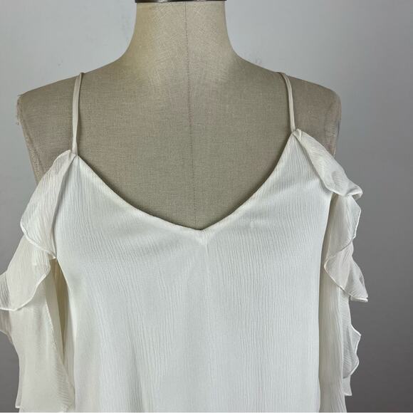 Haute Hippie Starshine Silk Cold-Shoulder Blouse in White XS - Picture 4 of 12